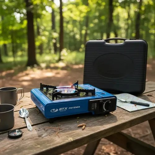 Anafe Cocina Portatil Para Camping Con Maletin 1 Hornalla Azul