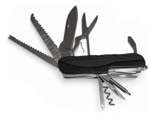 Cortaplumas Navaja Multiuso 15 Usos Negra Con Funda Premium Negro