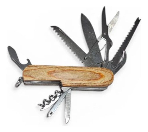 Cortaplumas Navaja Multiuso 15 Usos Con Funda Madera Premium Madera