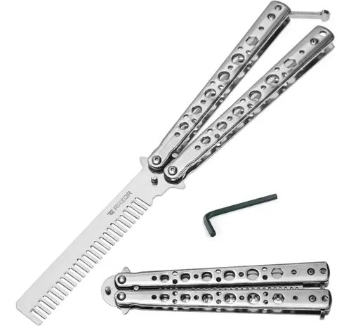Navaja Peine Mariposa Sin Filo Csgo Cuchillo Practica Razor Plateado