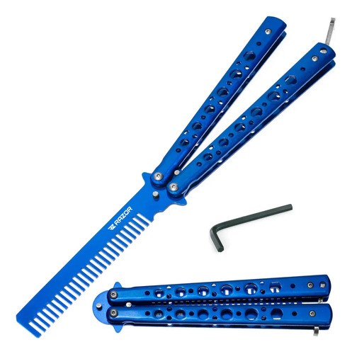 Navaja Peine Mariposa Sin Filo Csgo Cuchillo Practica Razor Azul