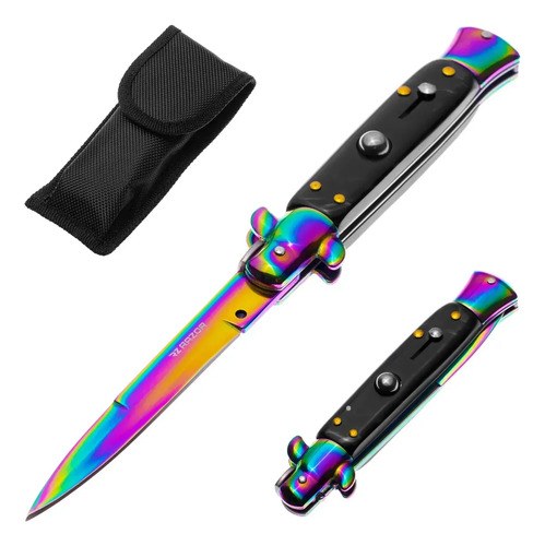 Navaja Estilete Bolsillo Cuchillo Con Seguro Plegable Razor Color Tornasol