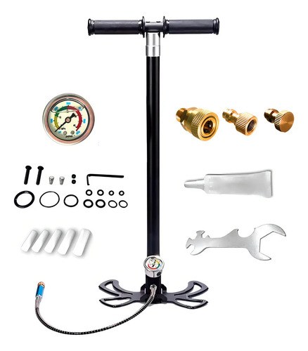 Inflador Pcp Manual Swat Airguns Sa-400 400 Bar 4 Etapas Con Manómetro Negro
