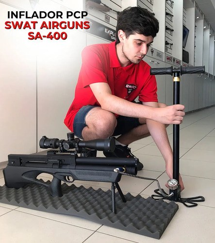 Inflador Pcp Manual Swat Airguns Sa-400 400 Bar 4 Etapas Con Manómetro Negro - 2