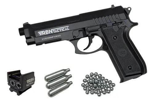 Pistola P92 4,5mm Polimero Corredera Fija Combo Laser Rbn Negro 4.5 Mm