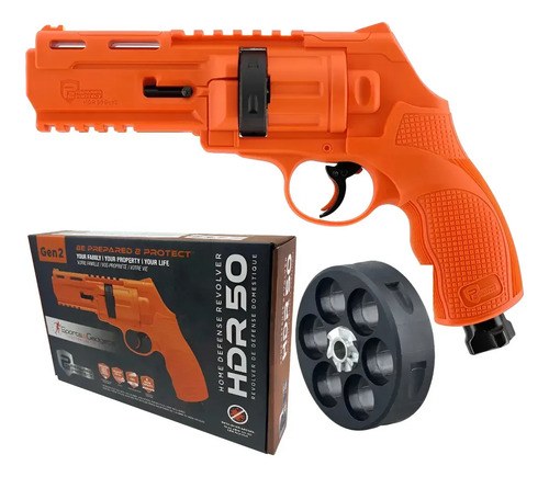 Revolver Disuasivo Umarex P2p Hdr 50 Gen2 Postas De Goma Co2 Naranja 1270 Mm