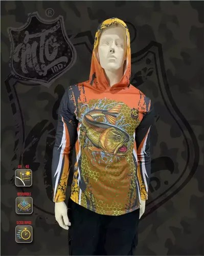 Remera Mto Dorado Naranja Secado Rápido Capucha Filtro Uv - 5