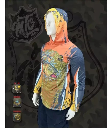 Remera Mto Dorado Naranja Secado Rápido Capucha Filtro Uv - 6