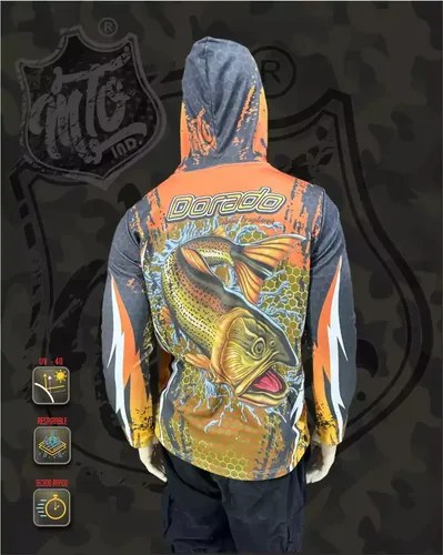 Remera Mto Dorado Naranja Secado Rápido Capucha Filtro Uv - 8
