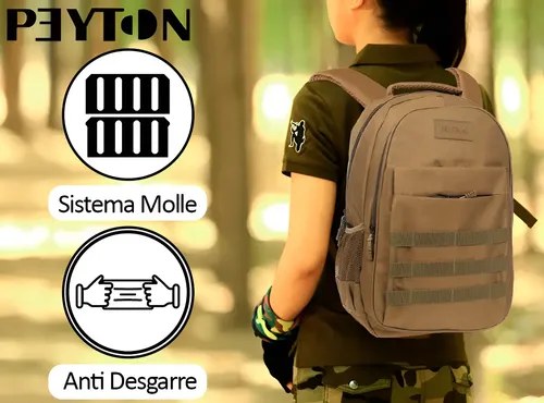 Mochila De Viaje Tipo Tactica Peyton Acolchada Sistema Molle - 5