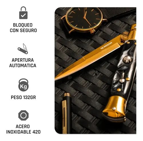 Navaja Estilete Automático Cuchillo Con Seguro Razor Premium - 5