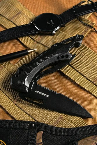 Navaja Táctica Negra Militar De Rescate Pesca Defensa Shark Negro - 8