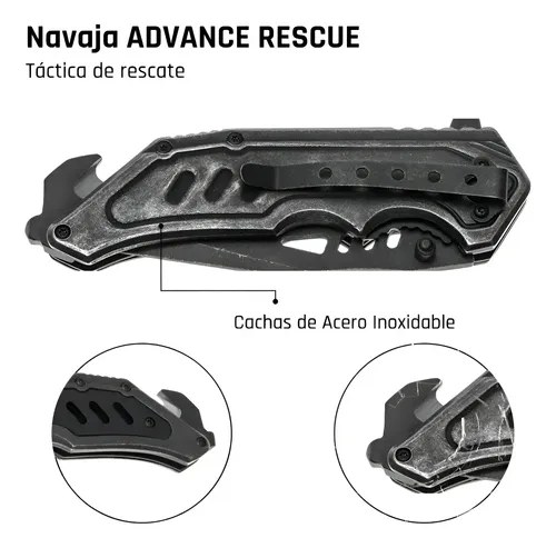 Navaja Táctica Defensa Pesca Supervivencia Rescate Cuchillo Gris/negro - 4