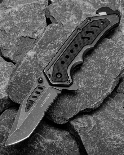 Navaja Táctica Defensa Pesca Supervivencia Rescate Cuchillo Gris/negro - 6