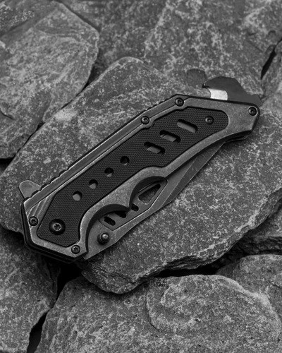 Navaja Táctica Defensa Pesca Supervivencia Rescate Cuchillo Gris/negro - 7