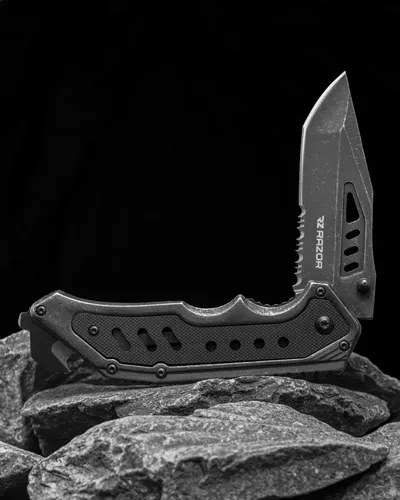 Navaja Táctica Defensa Pesca Supervivencia Rescate Cuchillo Gris/negro - 8
