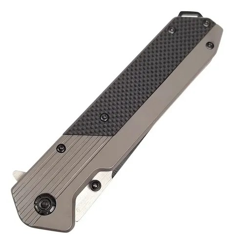 Navaja Tactica Br F193 Semi Automatica Acero Inoxidable Clip Gris/negro - 4