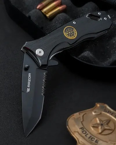 Navaja Tactica Rescate Militar Cuchillo Supervivencia Razor Negro - 5