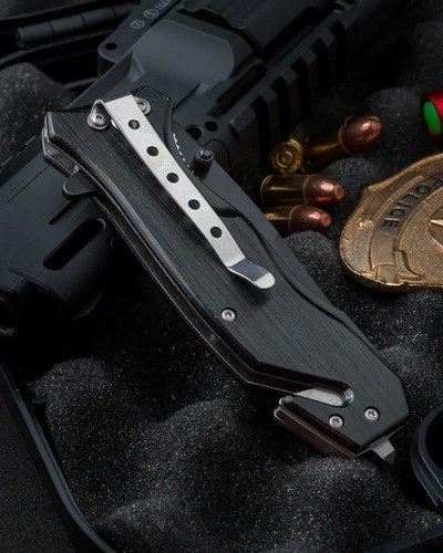 Navaja Tactica Rescate Militar Cuchillo Supervivencia Razor Negro - 6