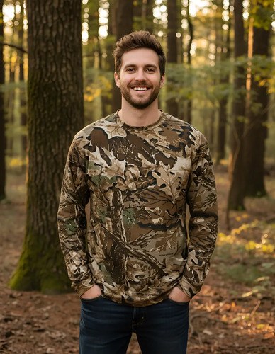 Remera Forest Manga Larga 100% Algodón Camuflado Hoja - 4