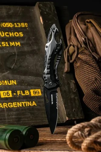 Navaja Táctica Razor Shark Rescate Caza Defensa Acero 440a Negra Negro - 5
