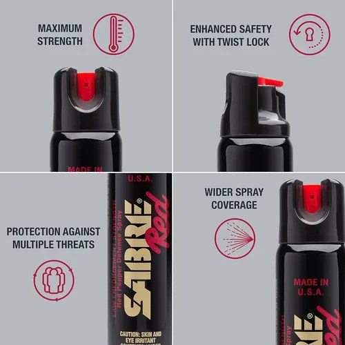 Gas Pimienta Paralizante Sabre Red Usa 92.4 Gr Autodefensa Negro - 8