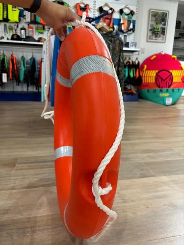 Salvavidas Circular Naranja 75 Cm Pvc Con Cuerda Y Bandas Reflectivas Easterner - 5