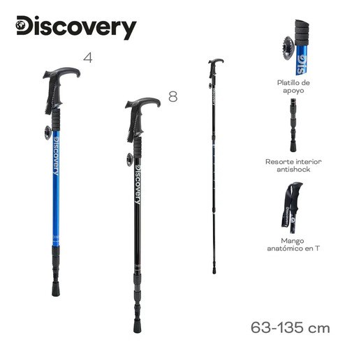 Baston Trekking Aluminio Senderismo Montaña Plegable Correa Color Negro 17869 - 4