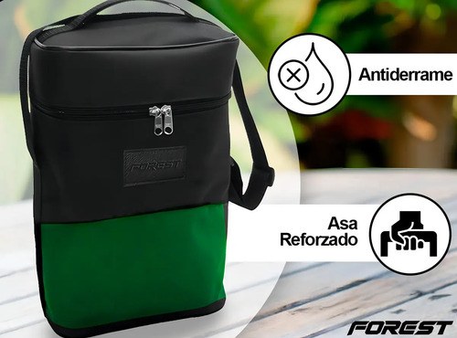 Bolso Matero Forest Gris/negro Porta Termo Correa Ajustable Reforzada - 5