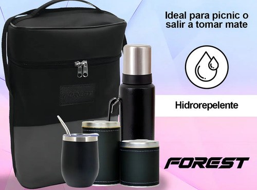 Bolso Matero Forest Gris/negro Porta Termo Correa Ajustable Reforzada - 6