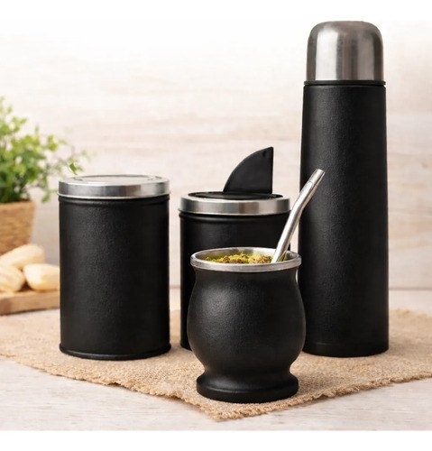 Equipo De Mate Acero Inoxidable Yerbera Azucarera Termo - 8