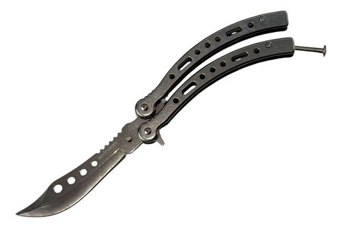 Navaja Mariposa Curva Razor Con Funda Y Repuestos Plateado - 4