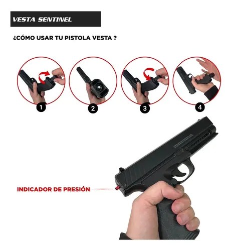Pistola Disuasiva Co2 Vesta Pdw.50 Potenciada Flashloader Calibre 50 Mm Color Sentinel - 7