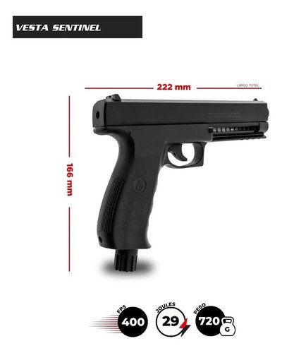 Pistola Disuasiva Co2 Vesta Pdw.50 Potenciada Flashloader Calibre 50 Mm Color Sentinel - 11