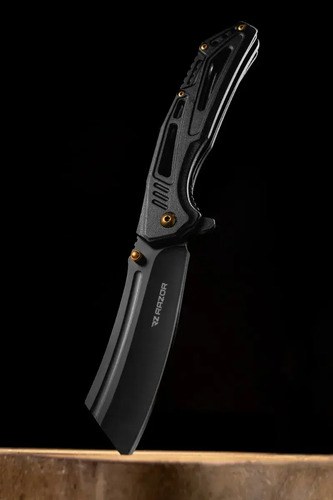 Navaja Táctica Supervivencia Razor Gold Drop Acero 440a Hoja Plegable Negro - 7