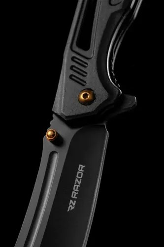 Navaja Táctica Supervivencia Razor Gold Drop Acero 440a Hoja Plegable Negro - 9