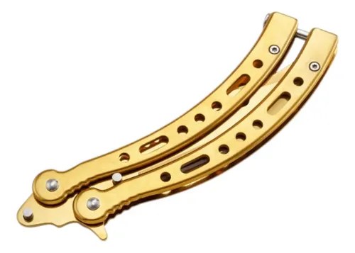 Navaja Mariposa Curva Razor Con Funda Y Repuestos Dorado - 5
