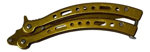 Navaja Mariposa Curva Razor Con Funda Y Repuestos Dorado - 8