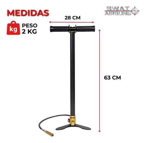 Inflador Pcp Swat Airguns 310bar Acoples Manguera - 4500 Psi Negro - 4