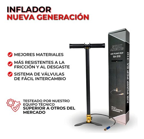 Inflador Pcp Swat Airguns 310bar Acoples Manguera - 4500 Psi Negro - 5