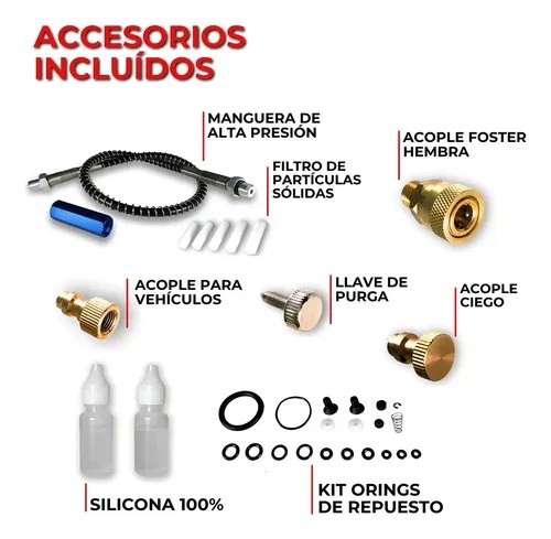 Inflador Pcp Swat Airguns 310bar Acoples Manguera - 4500 Psi Negro - 7