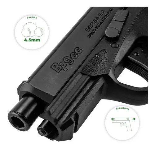 Pistola Asg Bersa Bp9cc Gas Co2 4.5mm Blowback Semiautomática Negro 4.5 Mm - 4