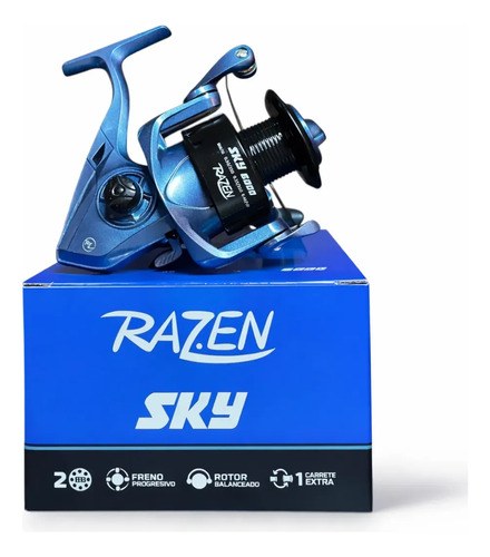 Reel De Pesca Razen Sky 3000 Frontal Potente Grafito Liviano Azul Derecho/izquierdo - 4