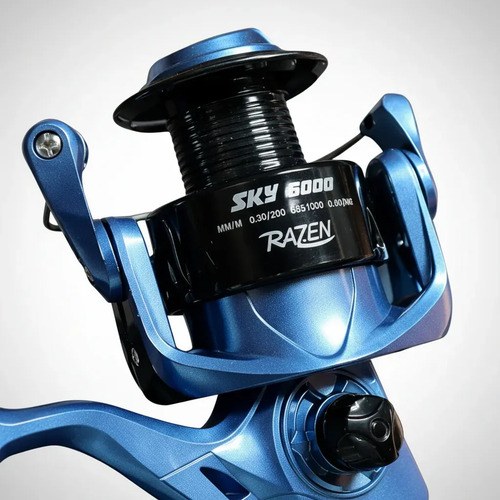 Reel De Pesca Razen Sky 3000 Frontal Potente Grafito Liviano Azul Derecho/izquierdo - 6