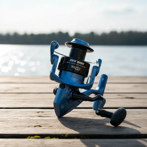 Reel De Pesca Razen Sky 3000 Frontal Potente Grafito Liviano Azul Derecho/izquierdo - 7
