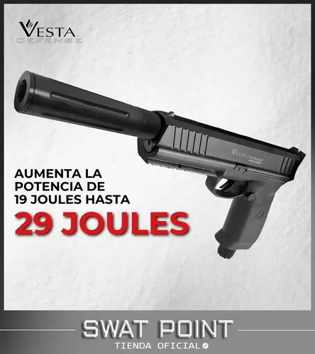 Pistola Disuasiva Co2 Vesta Pdw.50 Potenciada Negro 12.5 Mm - 4