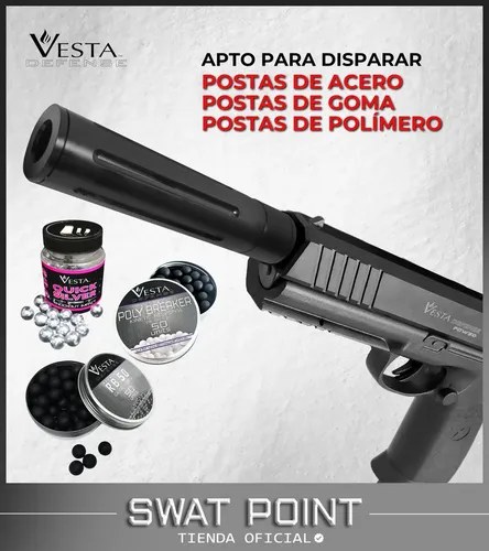 Pistola Disuasiva Co2 Vesta Pdw.50 Potenciada Negro 12.5 Mm - 5