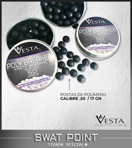 Pistola Disuasiva Co2 Vesta Pdw.50 Potenciada Negro 12.5 Mm - 6