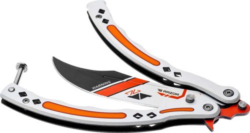Navaja Mariposa Csgo Cuchillo Asiimov Counter Trucos Blanco Y Naranja Blanco Naranja - 4