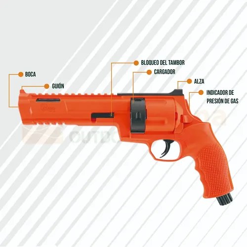 Revolver Disuasivo Defensa Umarex T4e Hdr / Tr68 Kit Calibre 1727.2 Mm Color Naranja - 5